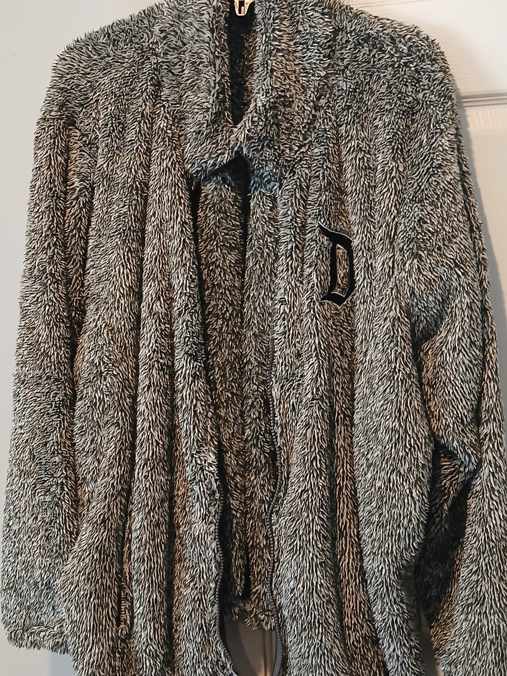 Disney Gray Plush Teddy Jacket with D Emblem